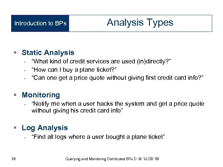 Introduction to BPs Analysis Types § Static Analysis • • • “What kind of