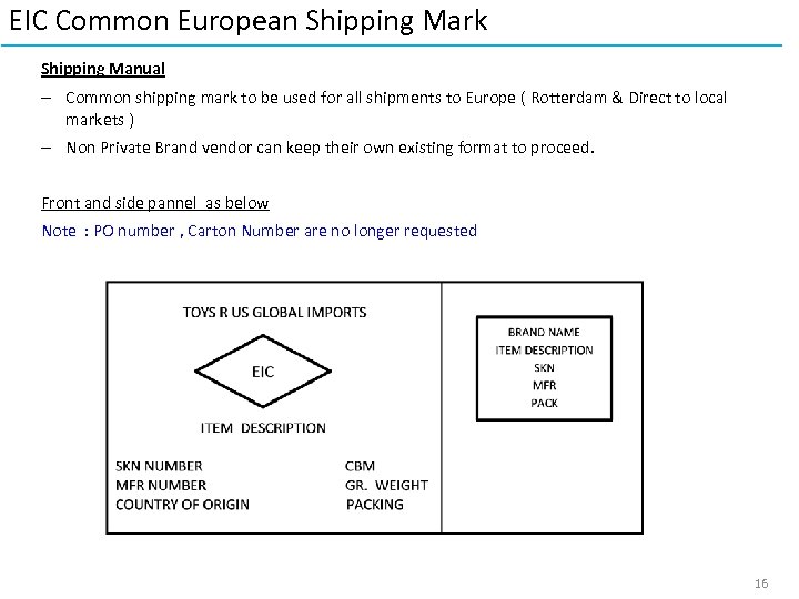 EIC Common European Shipping Mark Shipping Manual – Common shipping mark to be used