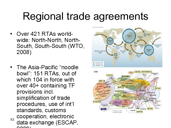 Regional trade agreements • Over 421 RTAs worldwide: North-North, North. South, South-South (WTO, 2008)
