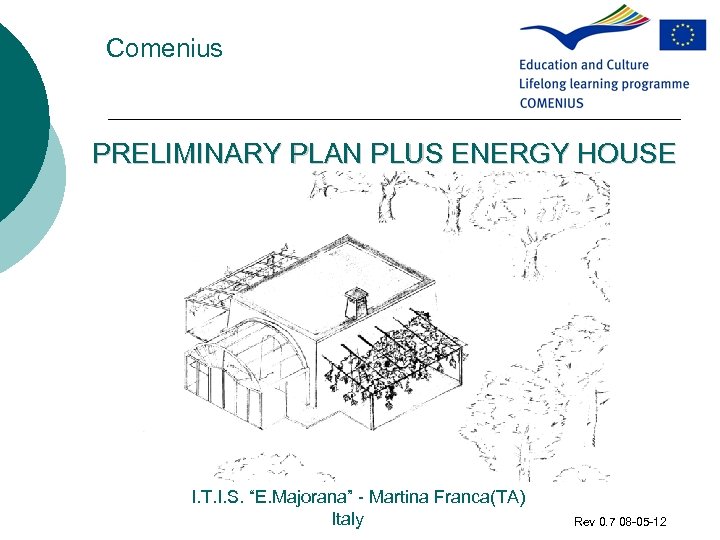Comenius PRELIMINARY PLAN PLUS ENERGY HOUSE I. T. I. S. “E. Majorana” - Martina