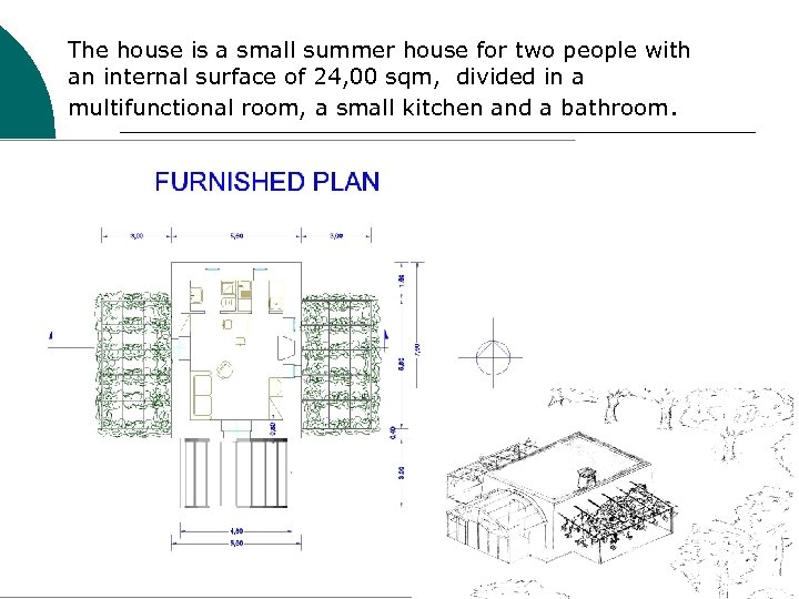 The house is a small summer house for two people with an internal surface