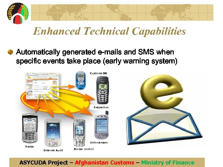 Enhanced Technical Capabilities Automatically generated e-mails and SMS when specific events take place (early