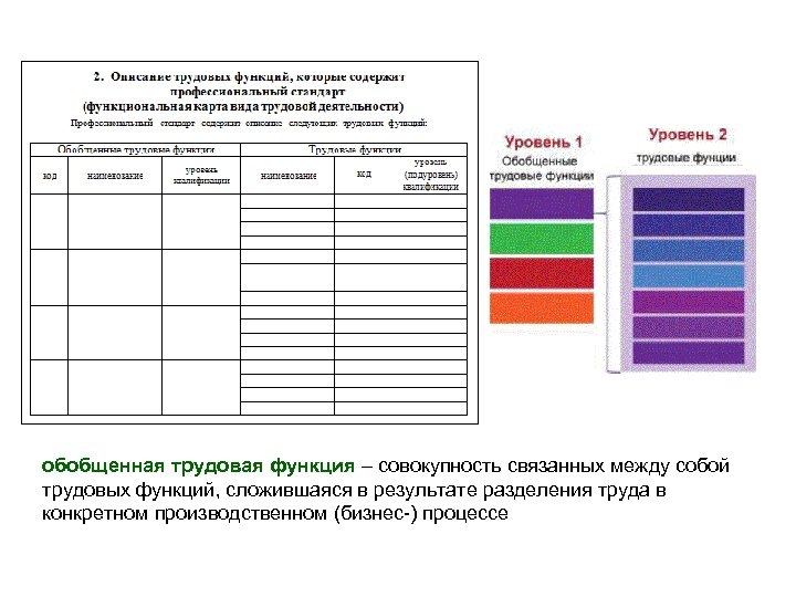 обобщенная трудовая функция – совокупность связанных между собой трудовых функций, сложившаяся в результате разделения