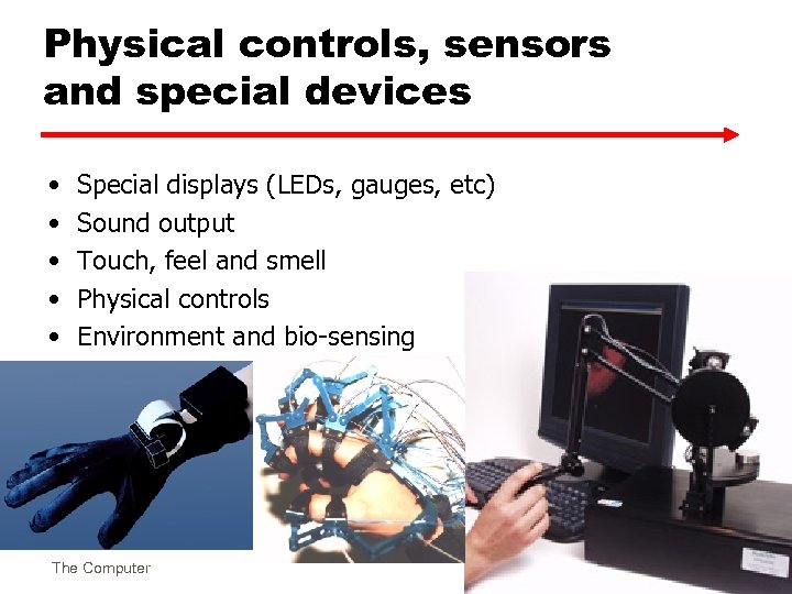 Physical controls, sensors and special devices • • • Special displays (LEDs, gauges, etc)