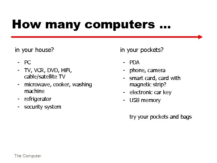 How many computers … in your house? - PC - TV, VCR, DVD, Hi.