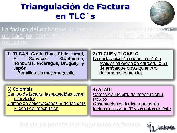 Triangulación de Factura en TLC´s La factura del embarque, la puede expedir un tercero