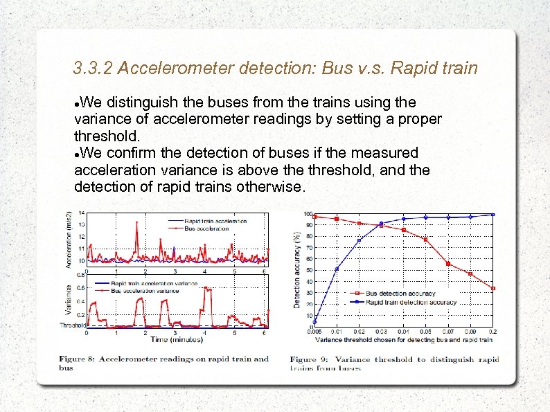 3. 3. 2 Accelerometer detection: Bus v. s. Rapid train We distinguish the buses