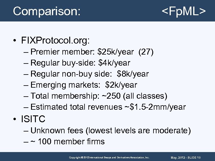 Comparison: <Fp. ML> • FIXProtocol. org: – Premier member: $25 k/year (27) – Regular
