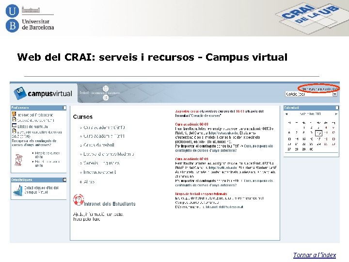 Web del CRAI: serveis i recursos - Campus virtual Tornar a l'índex 
