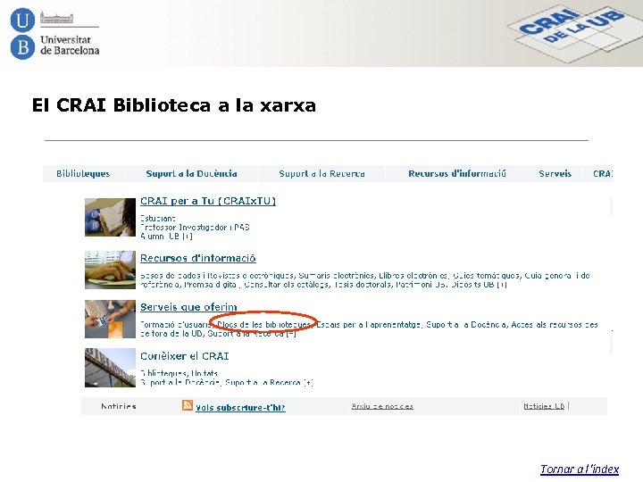 El CRAI Biblioteca a la xarxa Tornar a l'índex 