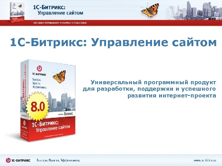 1 С-Битрикс: Управление сайтом Универсальный программный продукт для разработки, поддержки и успешного развития интернет-проекта