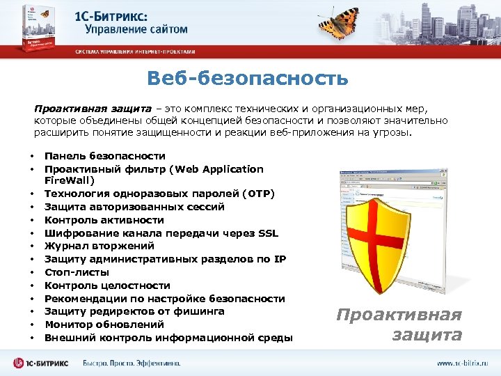 Веб-безопасность Проактивная защита – это комплекс технических и организационных мер, которые объединены общей концепцией