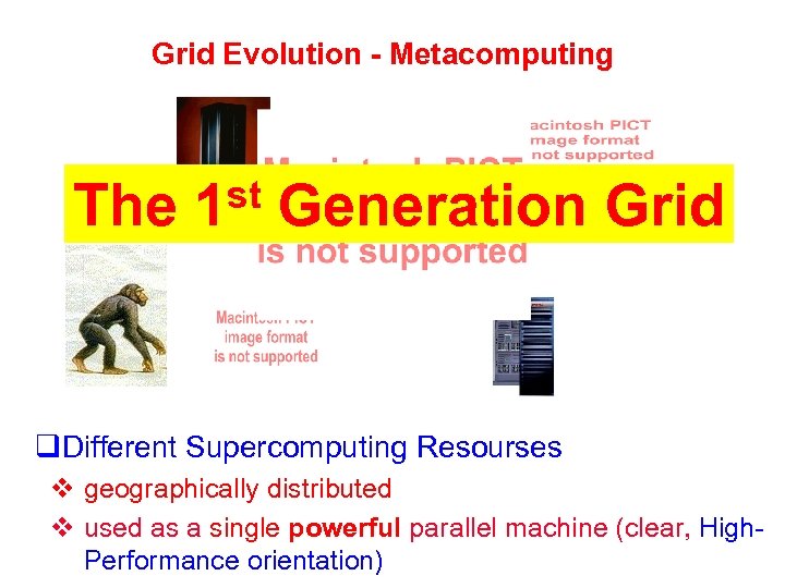 Grid Evolution - Metacomputing st Generation Grid The 1 q. Different Supercomputing Resourses v