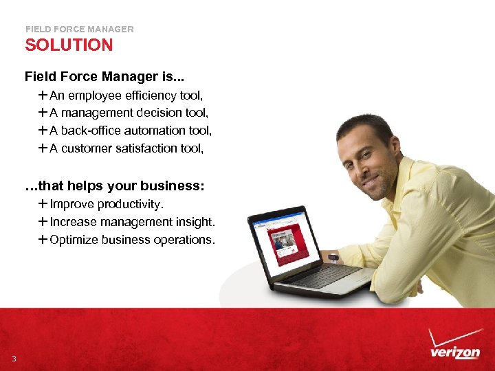 FIELD FORCE MANAGER SOLUTION Field Force Manager is. . . È An employee efficiency