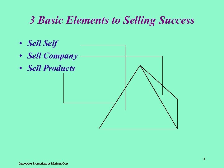 3 Basic Elements to Selling Success • Sell Self • Sell Company • Sell