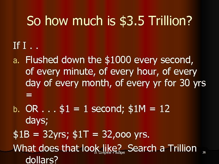 So how much is $3. 5 Trillion? If I. . a. Flushed down the