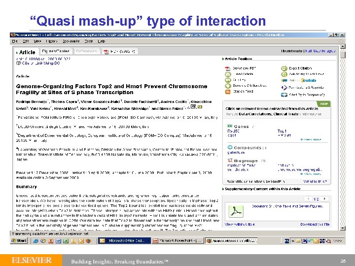 “Quasi mash-up” type of interaction 28 
