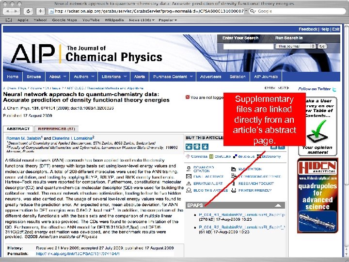 Supplementary files are linked directly from an article’s abstract page. 8 