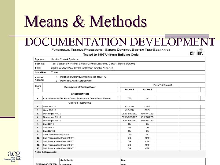 Means & Methods DOCUMENTATION DEVELOPMENT 