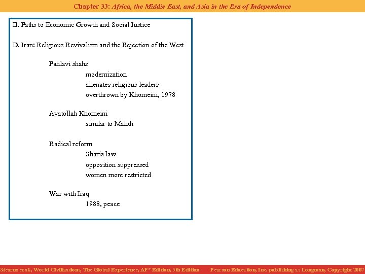 Chapter 33: Africa, the Middle East, and Asia in the Era of Independence II.