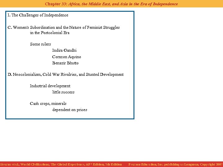 Chapter 33: Africa, the Middle East, and Asia in the Era of Independence I.