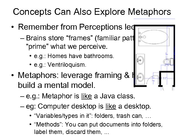 Concepts Can Also Explore Metaphors • Remember from Perceptions lecture: – Brains store “frames”