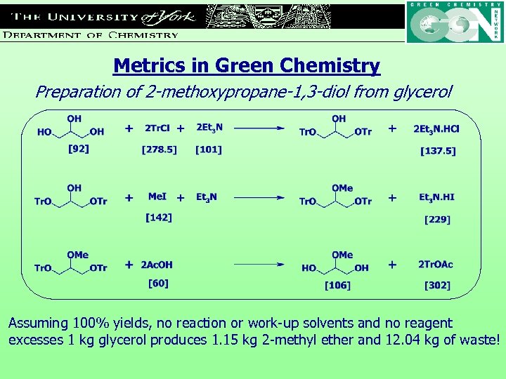Metrics in Green Chemistry Preparation of 2 -methoxypropane-1, 3 -diol from glycerol Assuming 100%