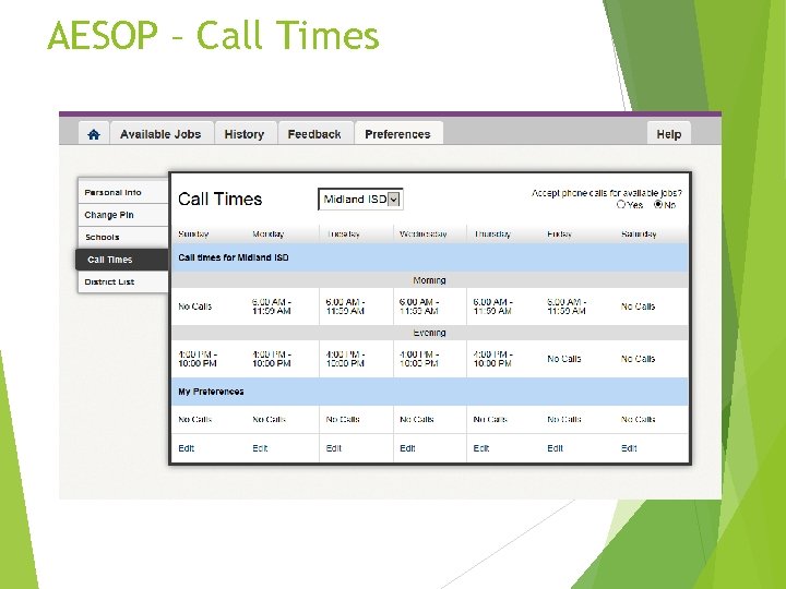 AESOP – Call Times 