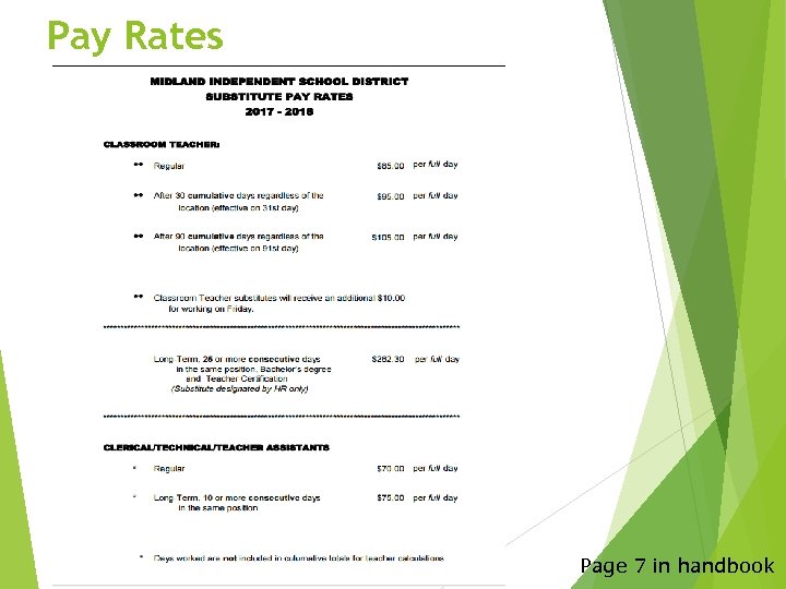 Pay Rates Page 7 in handbook 