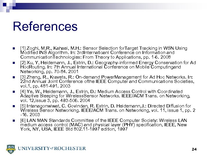References n n n [1] Zoghi, M. R. , Kahaei, M. H. : Sensor