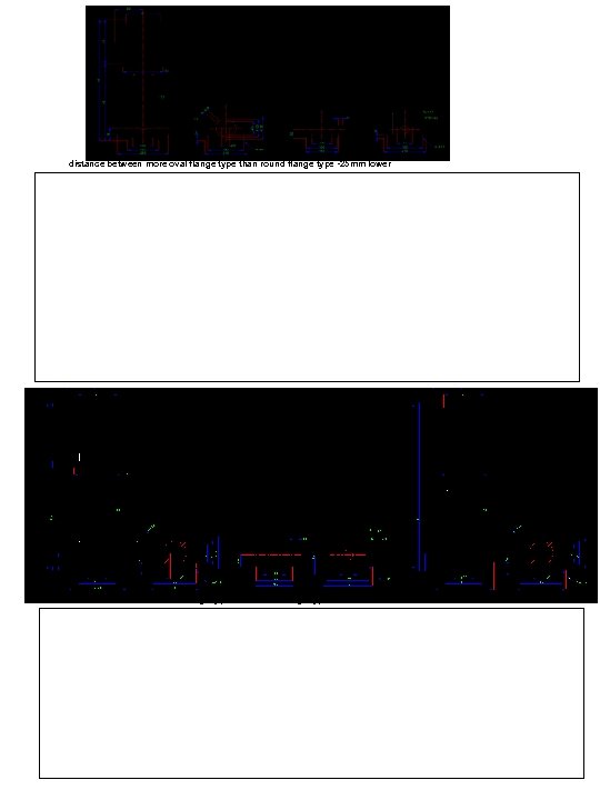 distance between more oval flange type than round flange type -25 mm lower 