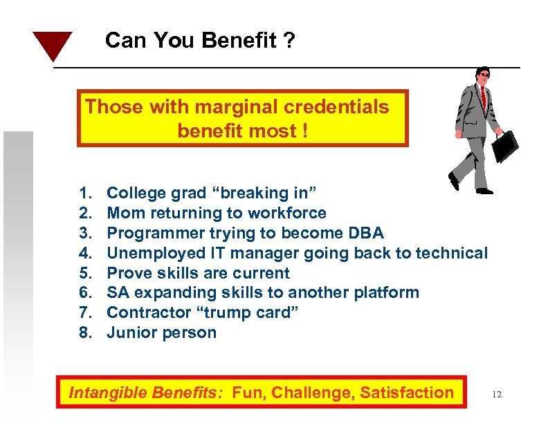 Can You Benefit ? Those with marginal credentials benefit most ! 1. 2. 3.