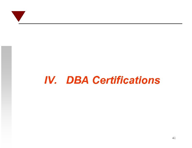  IV. DBA Certifications 41 