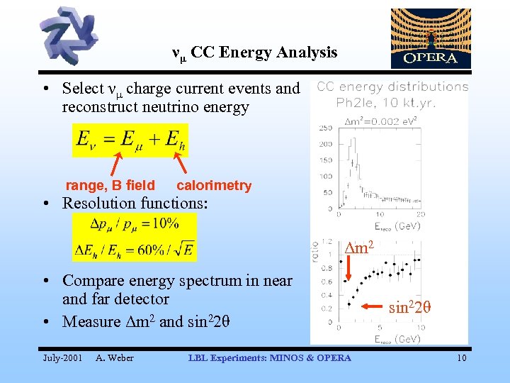 νμ CC Energy Analysis • Select νμ charge current events and reconstruct neutrino energy