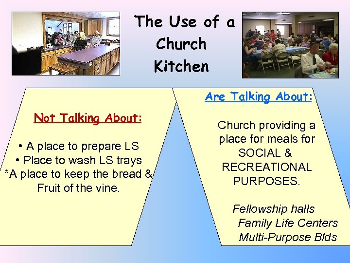 The Use of a Church Kitchen Are Talking About: Not Talking About: • A