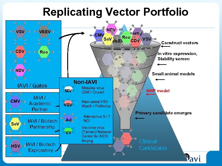 Replicating Vector Portfolio VSV CDV NDV VEEV HSV CMV Reo Se. V VEEV CDV