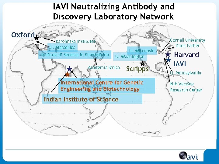 IAVI Neutralizing Antibody and Discovery Laboratory Network Oxford Karolinska Institutet U. Marseilles Instituto di