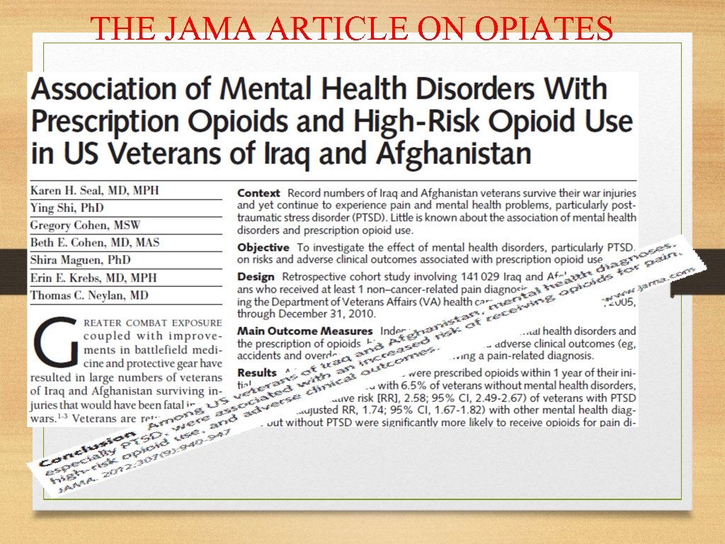 THE JAMA ARTICLE ON OPIATES 