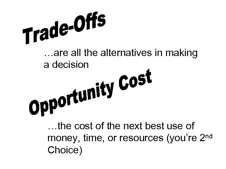 …are all the alternatives in making a decision …the cost of the next best