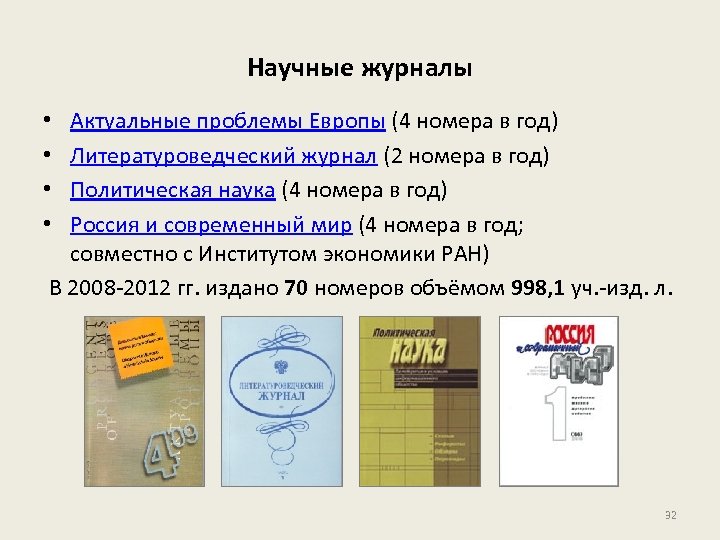 Научные журналы Актуальные проблемы Европы (4 номера в год) Литературоведческий журнал (2 номера в