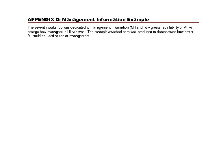 APPENDIX D: Management Information Example The seventh workshop was dedicated to management information (MI)