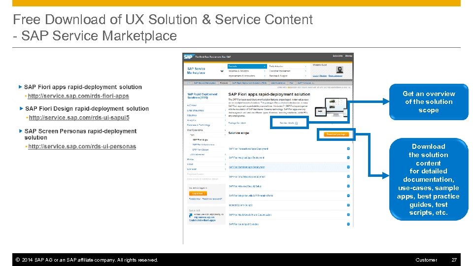 Free Download of UX Solution & Service Content - SAP Service Marketplace Get an