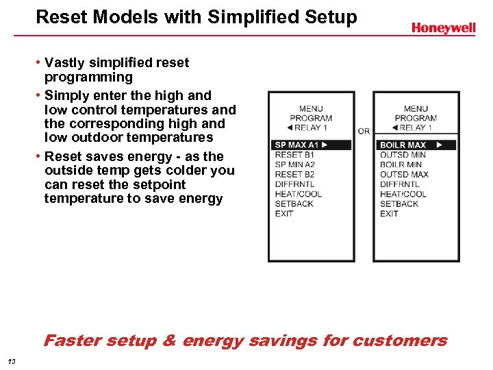 Reset Models with Simplified Setup • Vastly simplified reset programming • Simply enter the