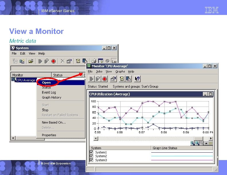 IBM e. Server i. Series View a Monitor Metric data © 2003 IBM Corporation