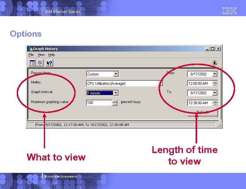 IBM e. Server i. Series Options What to view © 2003 IBM Corporation Length