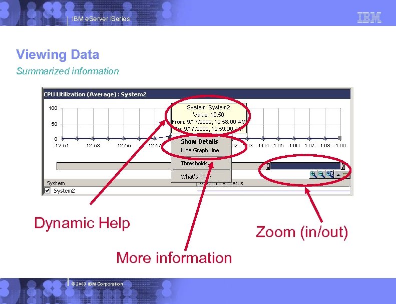 IBM e. Server i. Series Viewing Data Summarized information Dynamic Help More information ©