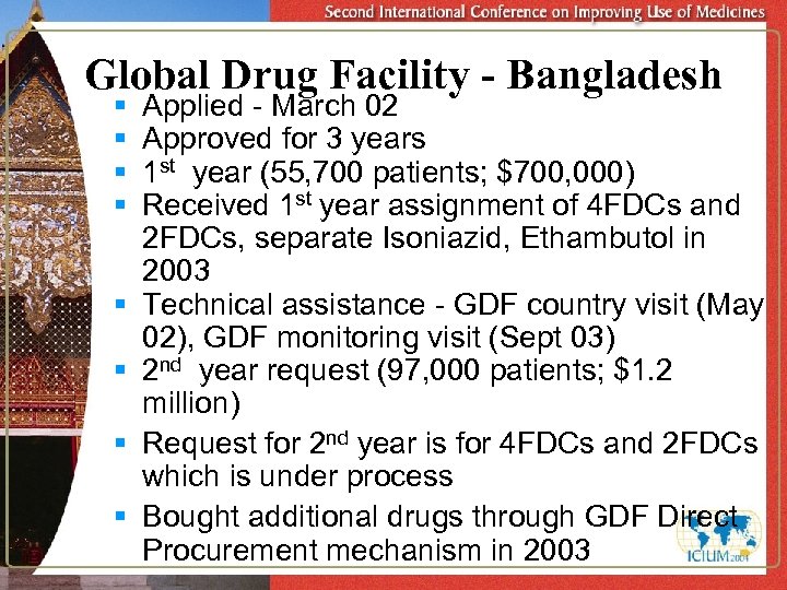 Global Drug Facility - Bangladesh § § § § Applied - March 02 Approved
