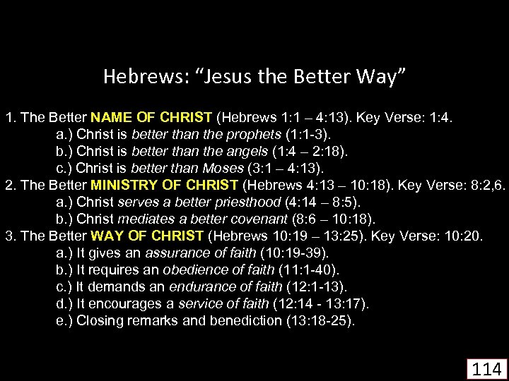 Hebrews: “Jesus the Better Way” 1. The Better NAME OF CHRIST (Hebrews 1: 1