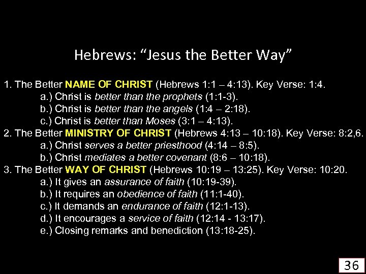 Hebrews: “Jesus the Better Way” 1. The Better NAME OF CHRIST (Hebrews 1: 1