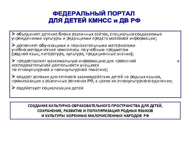 Ø объединяет детские блоки различных сайтов, специально создаваемые учреждениями культуры и редакциями средств массовой